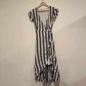 Mod Ref Maxi Striped Wrap Dress Womens Size Small